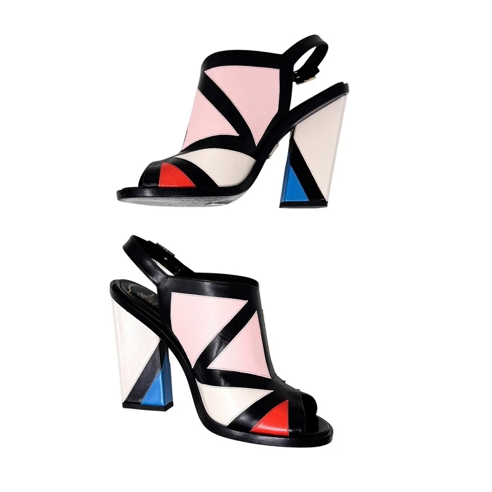 Roger Vivier Bauhaus Skyscraper Peep Toe Sandals‎ Meghan Markle IT 37 US 7